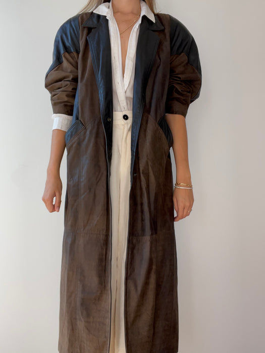 1990's Leather trench Jacket