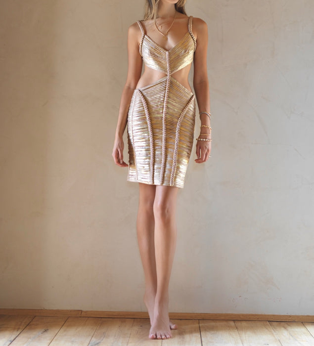 Vintage Herve Leger Runway Goddess Cutout Dress