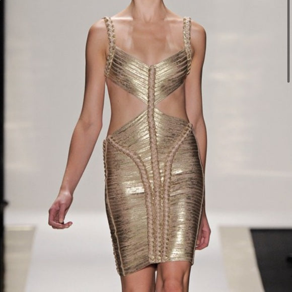 Vintage Herve Leger Runway Goddess Cutout Dress