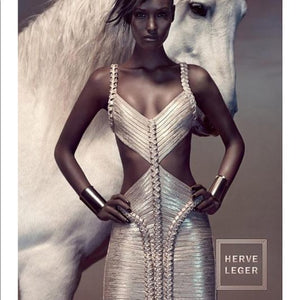 Vintage Herve Leger Runway Goddess Cutout Dress