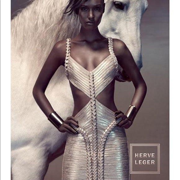 Vintage Herve Leger Runway Goddess Cutout Dress