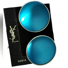 Load image into Gallery viewer, Vintage Yves Saint Laurent Chunky Teal Earrings
