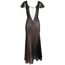 Load image into Gallery viewer, Vintage 1997 Gucci by Tom Ford Sheer Silk Brown Blue Ombre Dress
